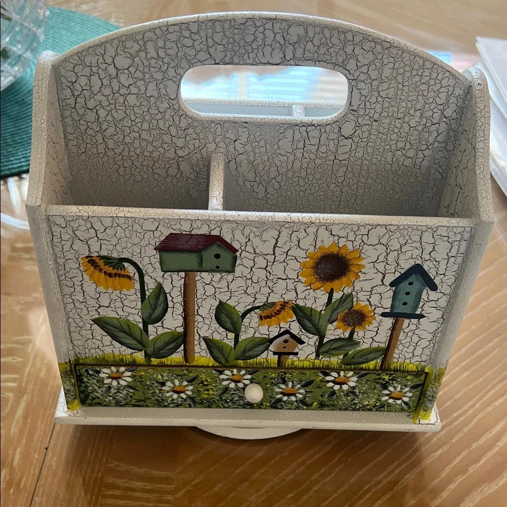 Sunflower and Birdhouse Decorative Organizer